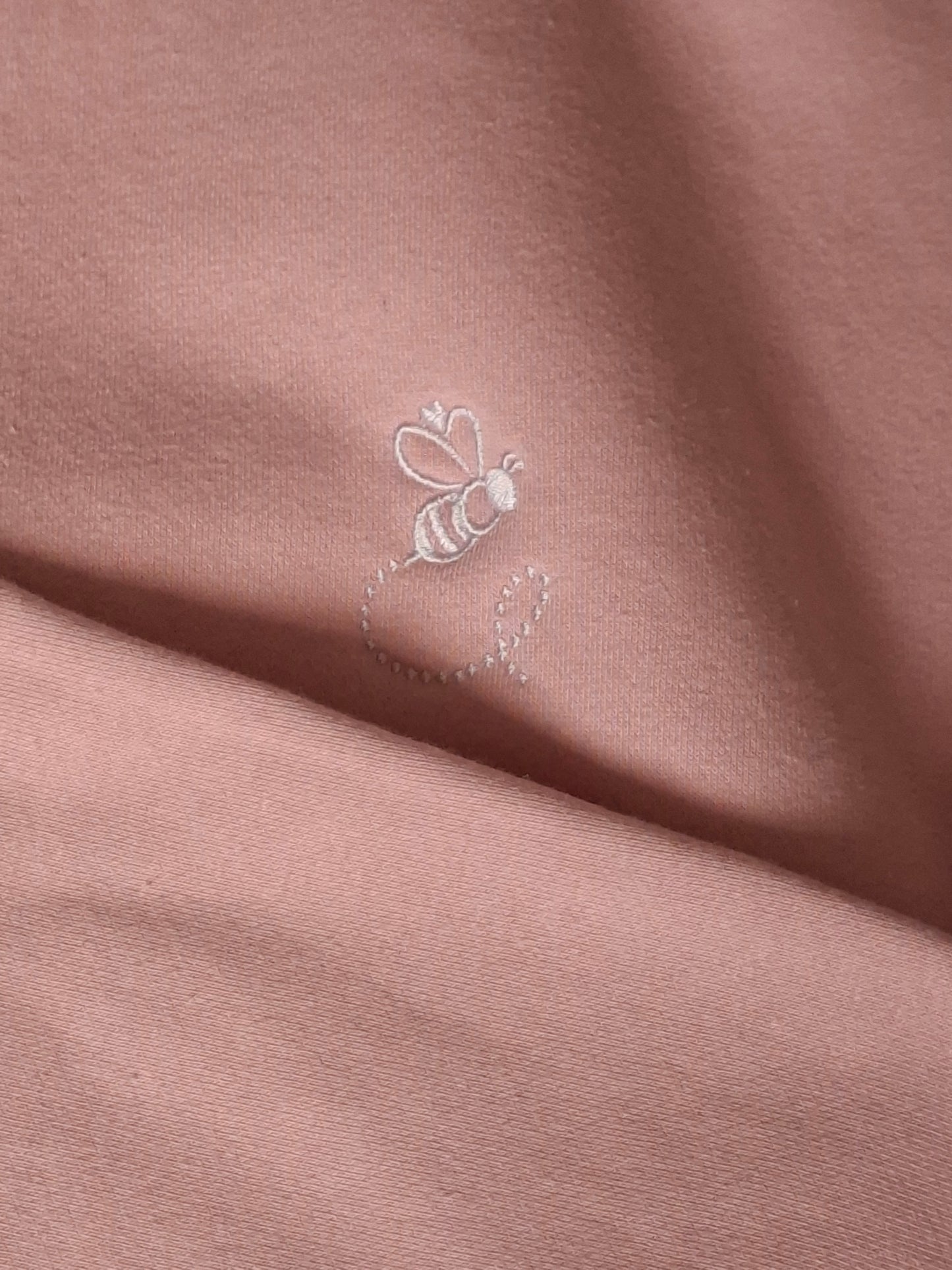 BEE ME Weighted Hoodie and Detachable Fidget - Baby Pink with White Bee - Sensory Hoodie