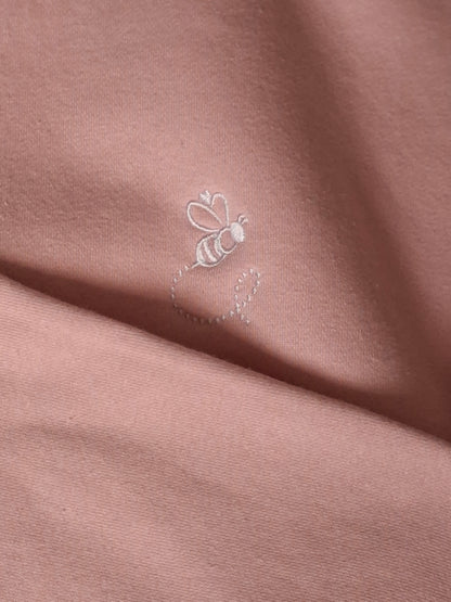 BEE ME Weighted Hoodie and Detachable Fidget - Baby Pink with White Bee - Sensory Hoodie