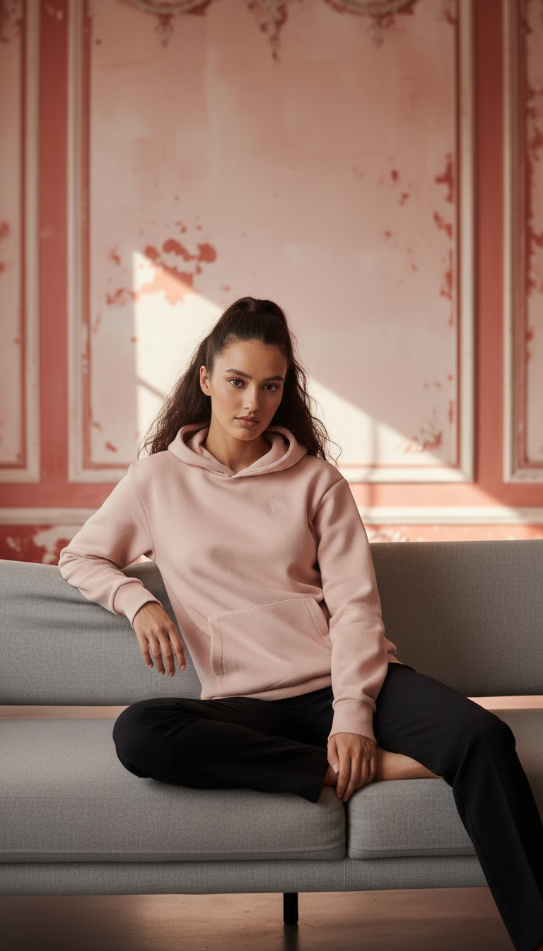 BEE ME Weighted Hoodie and Detachable Fidget - Baby Pink with White Bee - Sensory Hoodie