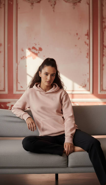 BEE ME Weighted Hoodie and Detachable Fidget - Baby Pink with White Bee - Sensory Hoodie