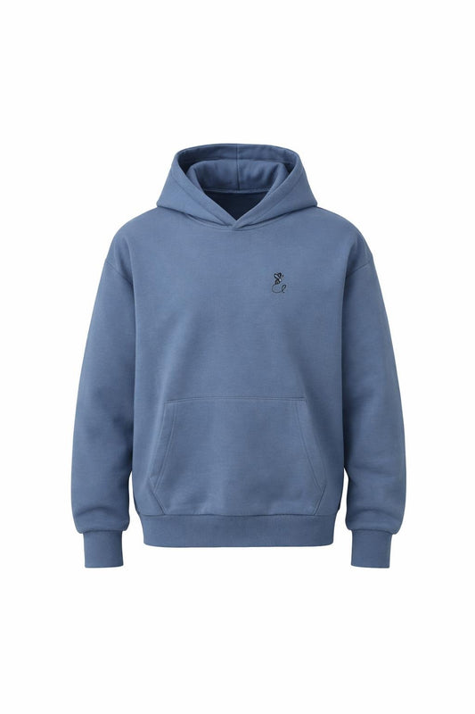 BEE ME Weighted Hoodie and Detachable Fidget - Airforce Blue with Black Bee - Sensory Hoodie