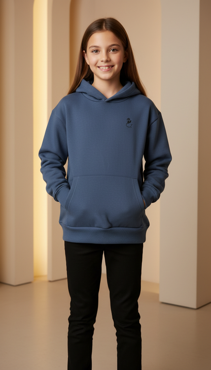 BEE ME Weighted Hoodie and Detachable Fidget - Airforce Blue with Black Bee - Sensory Hoodie