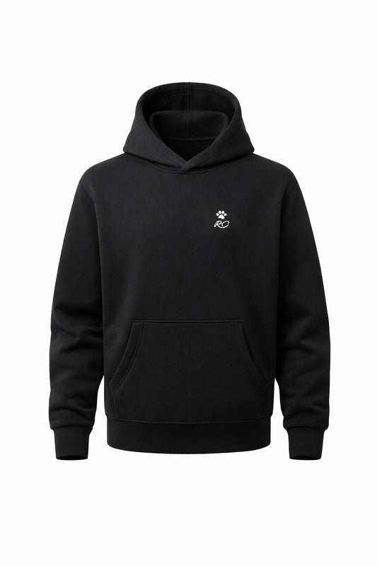 BEE ME Weighted Hoodie and Detachable Fidget - Deep Black with White Bee - Sensory Hoodie
