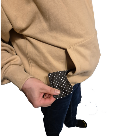 BEE ME Weighted Hoodie and Detachable Fidget - Desert Dust with Black Bee - Sensory Hoodie