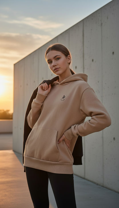 BEE ME Weighted Hoodie and Detachable Fidget - Desert Dust with Black Bee - Sensory Hoodie