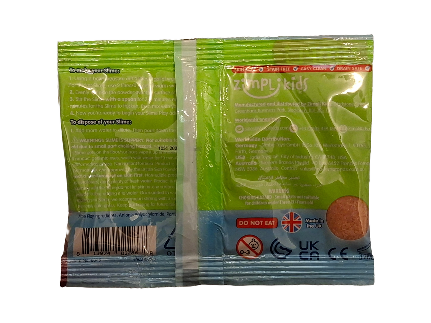 Zimpli Slime Play - Red / Green Single Foil Bag 20g
