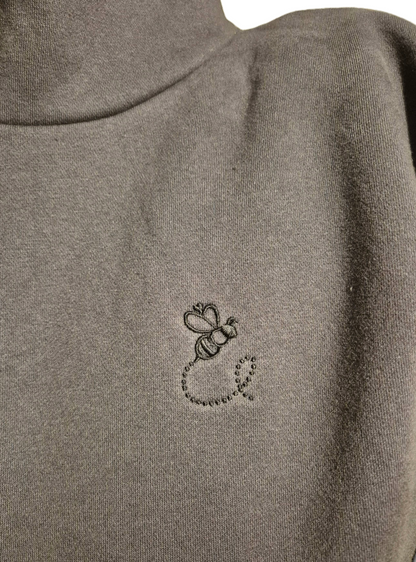 BEE ME Weighted Hoodie and Detachable Fidget - Solid Charcoal with Black Bee - Sensory Hoodie