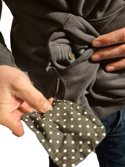 BEE ME Weighted Hoodie and Detachable Fidget - Solid Charcoal with Black Bee - Sensory Hoodie
