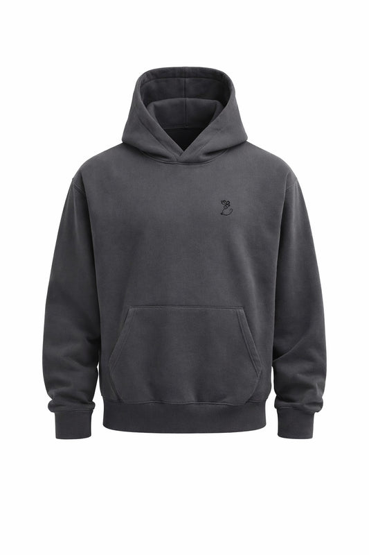 BEE ME Weighted Hoodie and Detachable Fidget - Solid Charcoal with Black Bee - Sensory Hoodie