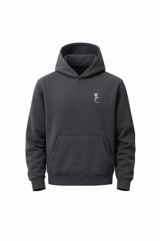 BEE ME Weighted Hoodie and Detachable Fidget - Solid Charcoal with White Bee - Sensory Hoodie