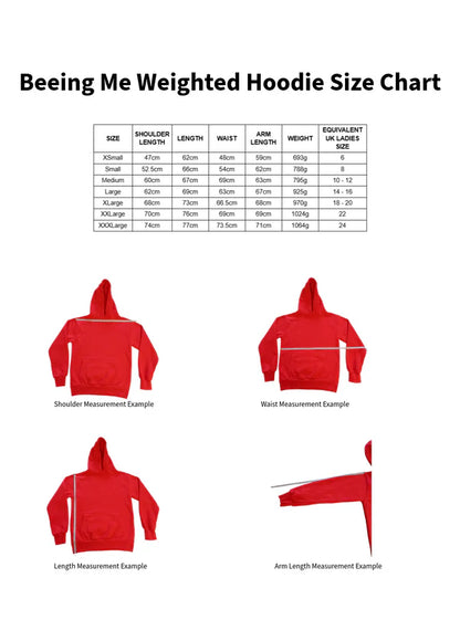 BEE ME Weighted Hoodie and Detachable Fidget - Deep Black with White Bee - Sensory Hoodie