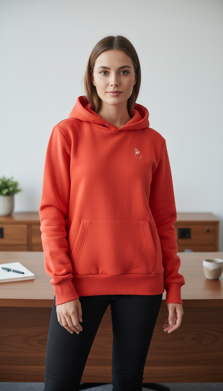 BEE ME Weighted Hoodie and Detachable Fidget -Soft Red with White Bee - Sensory Hoodie