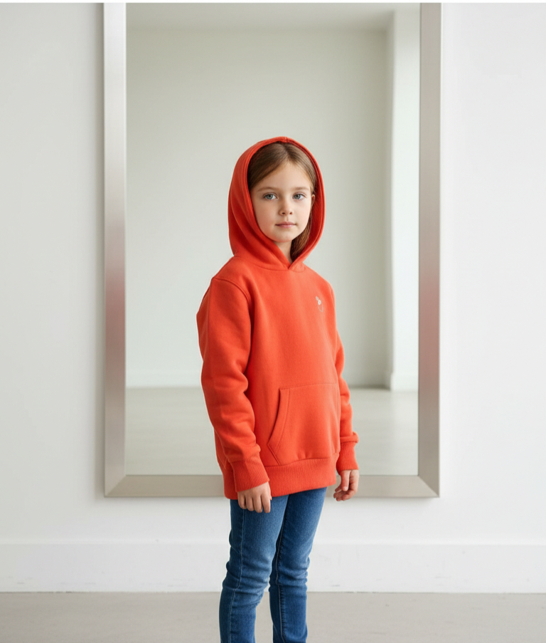 BEE ME Weighted Hoodie and Detachable Fidget -Soft Red with White Bee - Sensory Hoodie