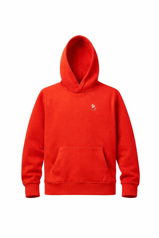 BEE ME Weighted Hoodie and Detachable Fidget -Soft Red with White Bee - Sensory Hoodie