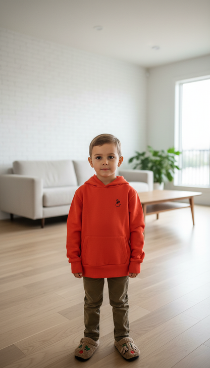 BEE ME Weighted Hoodie and Detachable Fidget -Soft Red with Black Bee - Sensory Hoodie