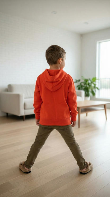 BEE ME Weighted Hoodie and Detachable Fidget -Soft Red with Black Bee - Sensory Hoodie