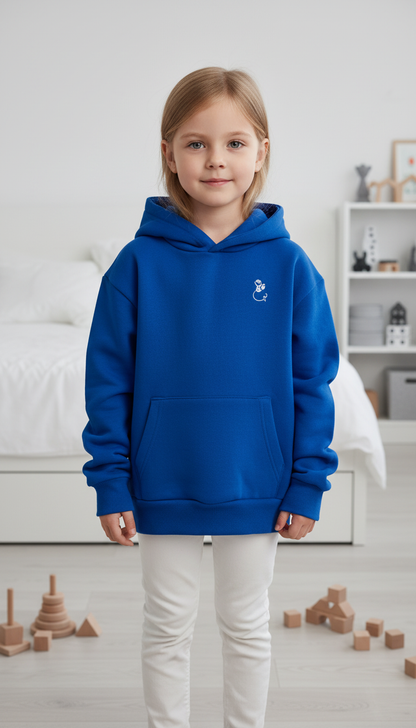 BEE ME Weighted Hoodie and Detachable Fidget - Royal Blue with White Bee - Sensory Hoodie