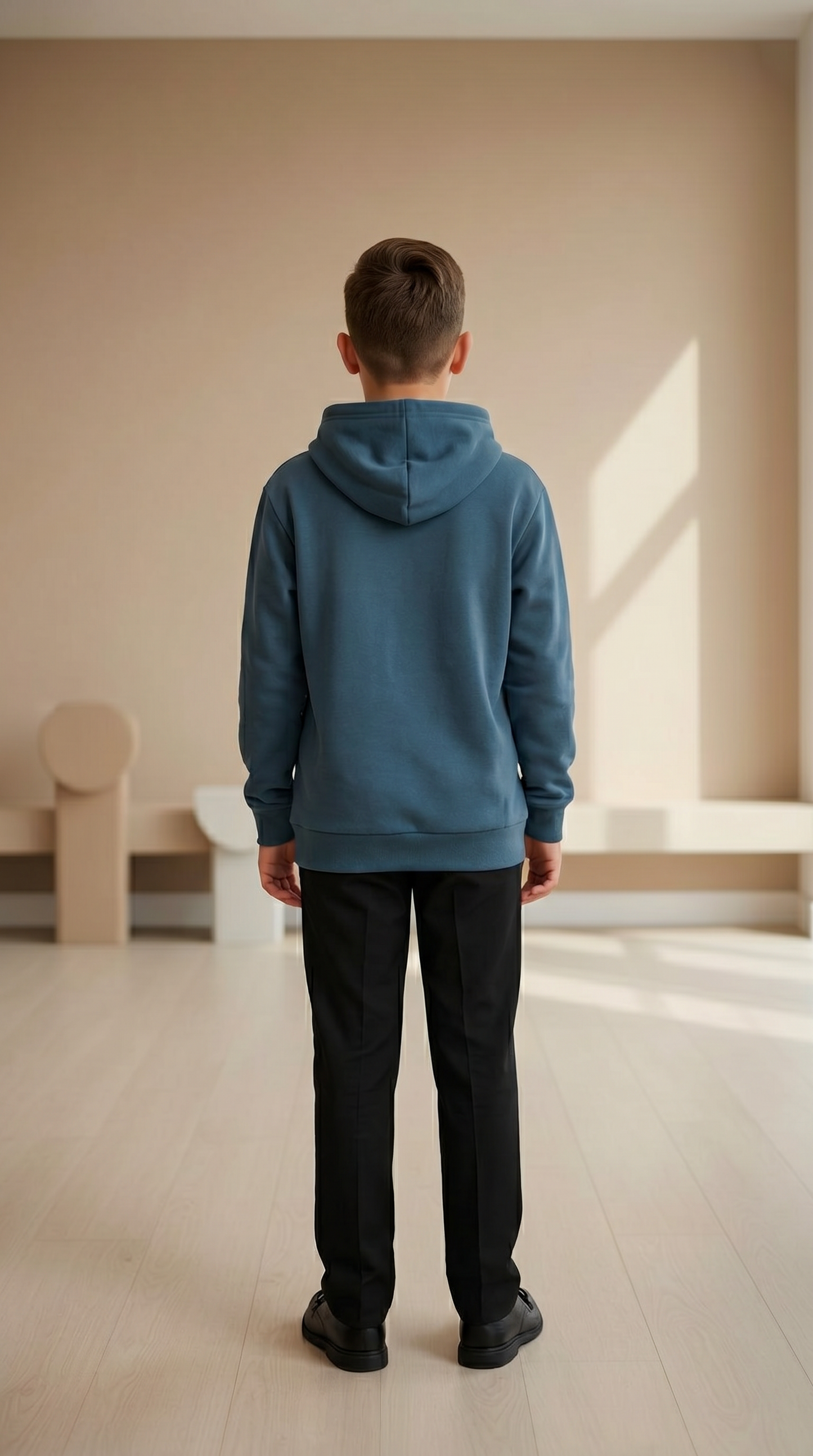 BEE ME Weighted Hoodie and Detachable Fidget - Airforce Blue with White Bee - Sensory Hoodie