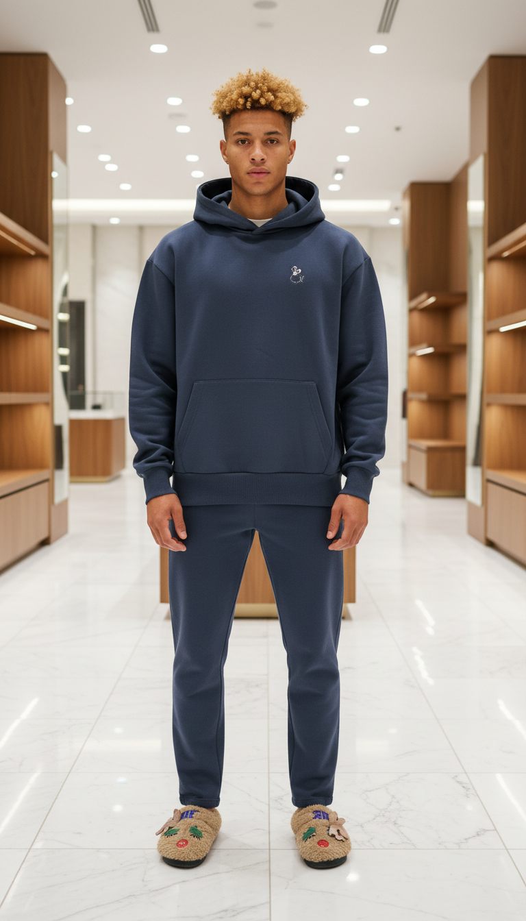 BEE ME Weighted Hoodie and Detachable Fidget - Airforce Blue with White Bee - Sensory Hoodie