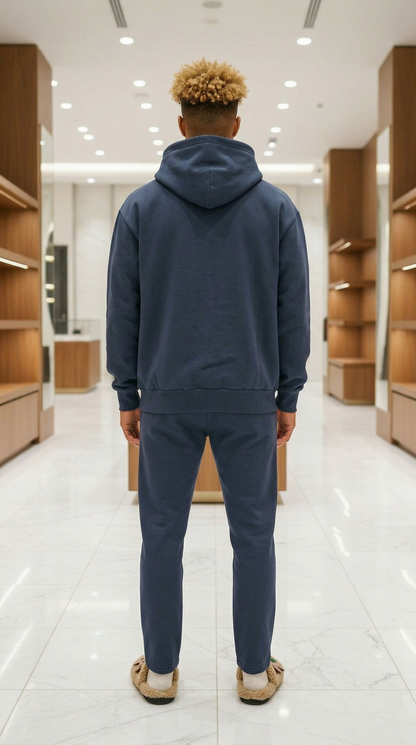 BEE ME Weighted Hoodie and Detachable Fidget - Airforce Blue with White Bee - Sensory Hoodie